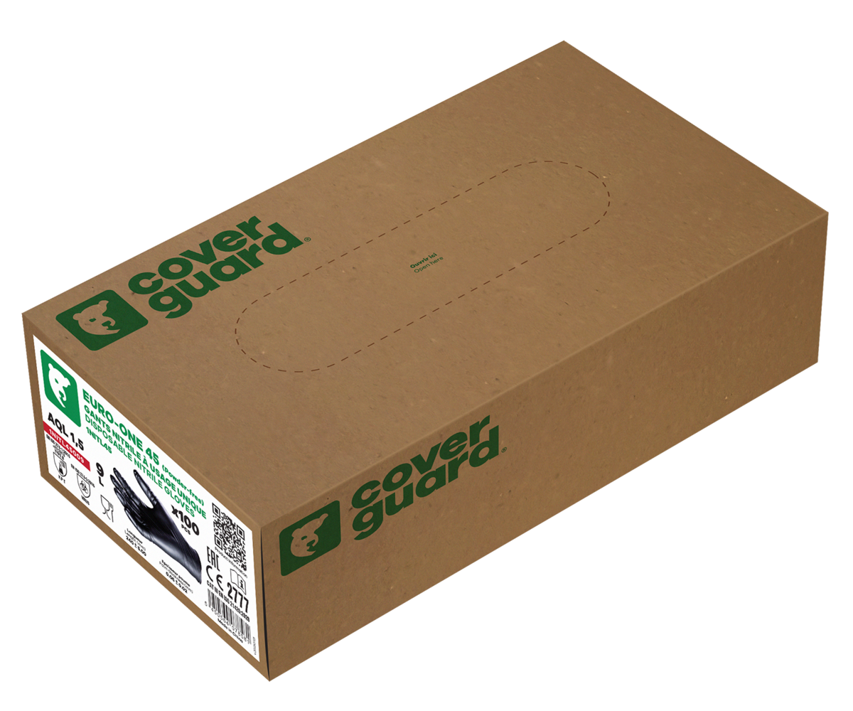 Mănuși de unică folosință din nitril COVERGUARD EURO-ONE BLACK NITRILE 45