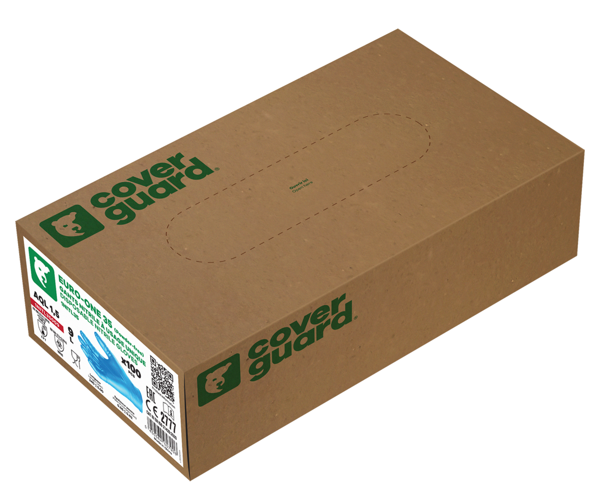 Mănuși de unică folosință din nitril COVERGUARD EURO-ONE BLUE NITRILE 35
