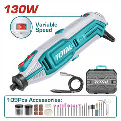 TOTAL - Mini polizor 130W - 109 accesorii