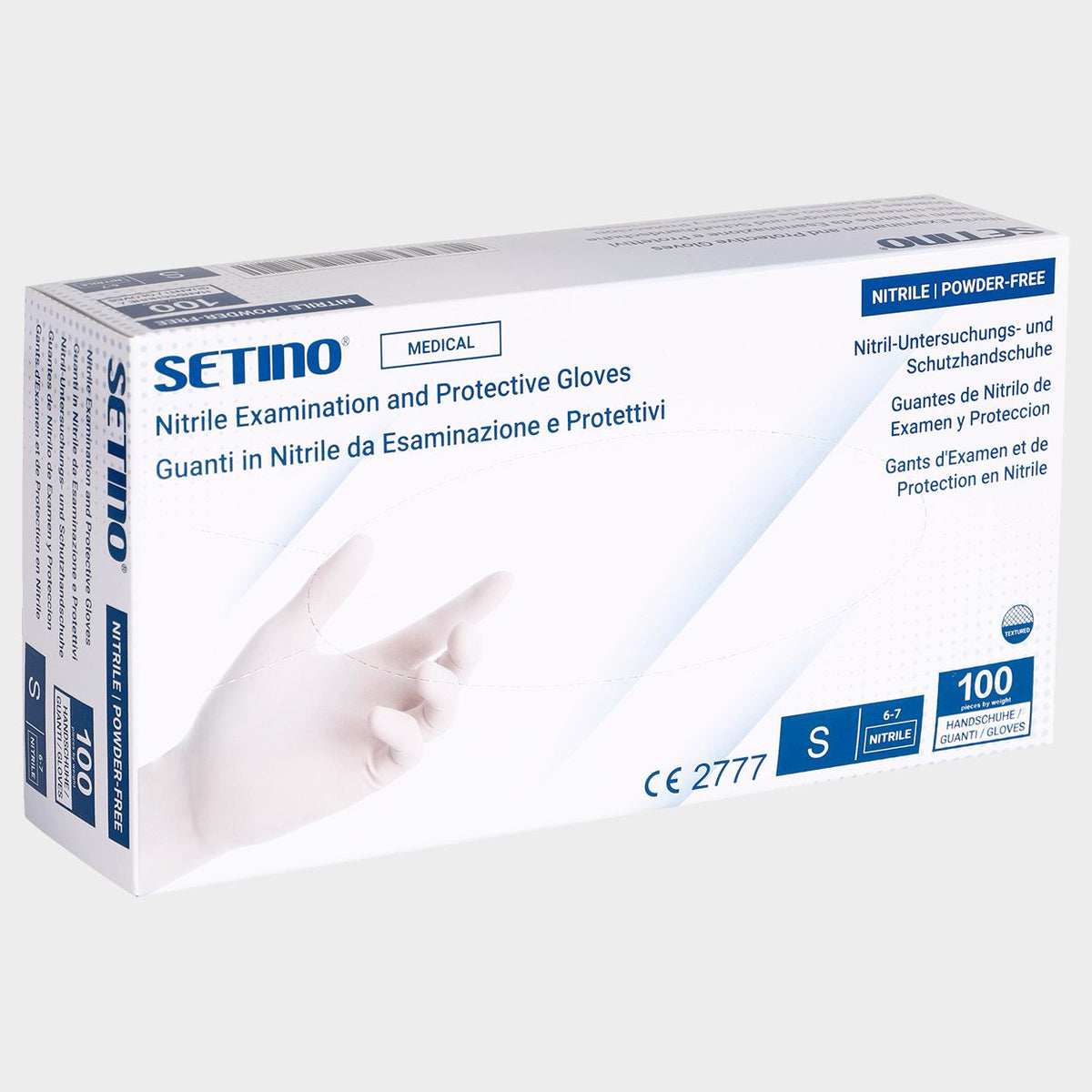 Mănuși din nitril fără pudră STENSO SETINO NITRILE WHITE