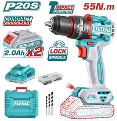 TOTAL - MASINA DE GAURIT CU PERCUTIE - 20V - 2.0AH LI-ION (INCLUDE 2 ACUMULATORI + 1 INCARCATOR)