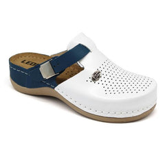 Saboti medicali Leon 901 alb cu albastru - dama