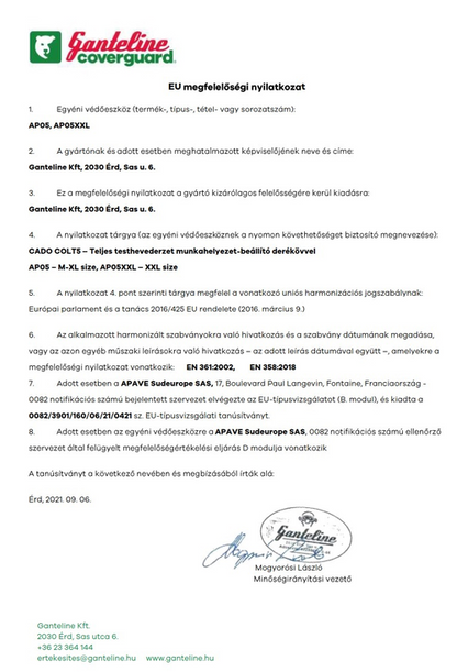 Ham de siguranță cu centură COVERGUARD CADO COLT5
