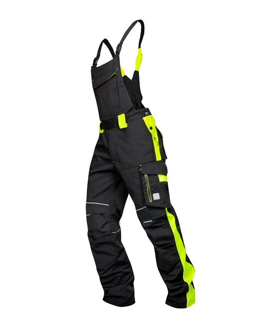 Pantaloni de lucru cu pieptar ARDON®NEON – Negru-galben – imaginea 2