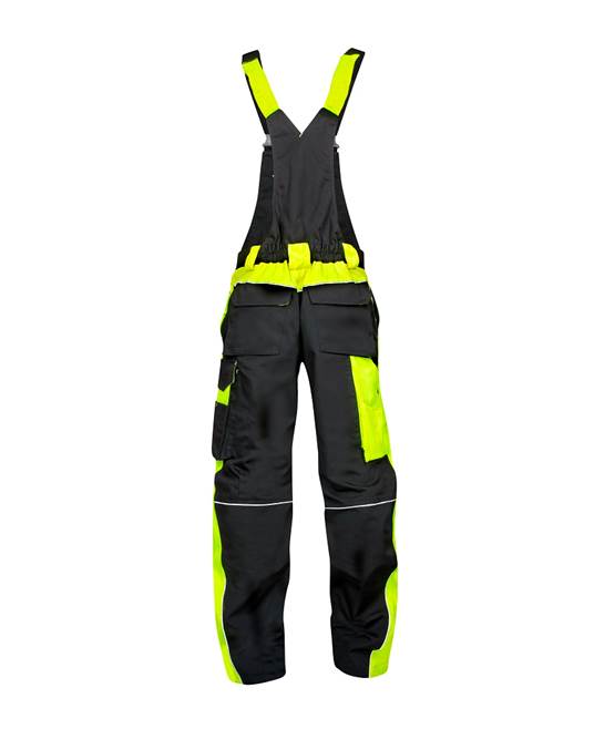 Pantaloni de lucru cu pieptar ARDON®NEON – Negru-galben – imaginea 3