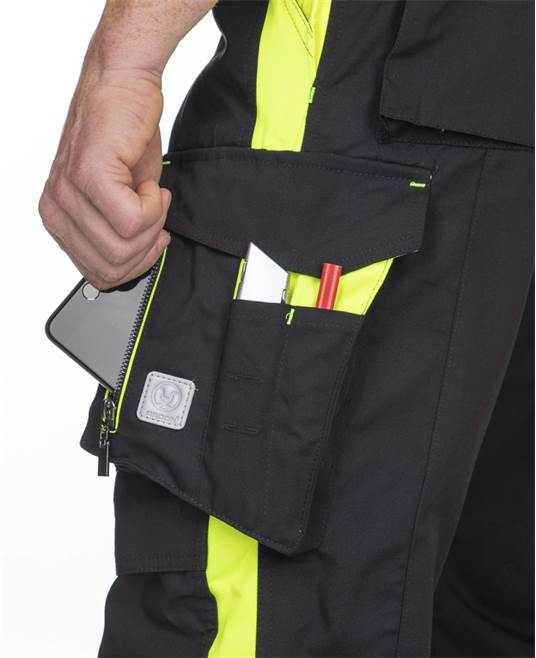 Pantaloni de lucru cu pieptar ARDON®NEON – Negru-galben – imaginea 4