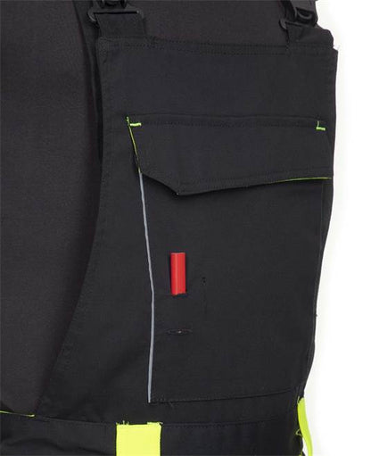 Pantaloni de lucru cu pieptar ARDON®NEON – Negru-galben – imaginea 6