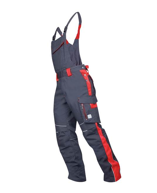Pantaloni de lucru cu pieptar ARDON®NEON – Gri-roșu – imaginea 2