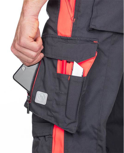 Pantaloni de lucru cu pieptar ARDON®NEON – Gri-roșu – imaginea 4