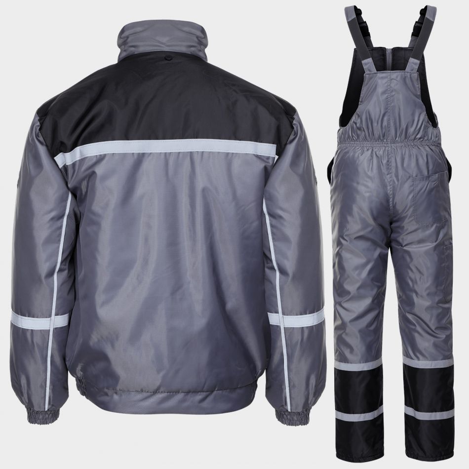 Costum de lucru impermeabil pentru iarnă, geacă + salopetă, Collins Grey