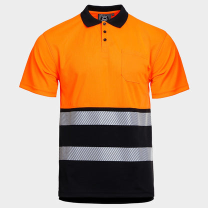 Polo tricou reflectorizant STENSO PRISMA HV PORTOCALIU/NEGRU