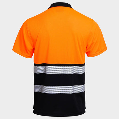 Polo tricou reflectorizant STENSO PRISMA HV PORTOCALIU/NEGRU