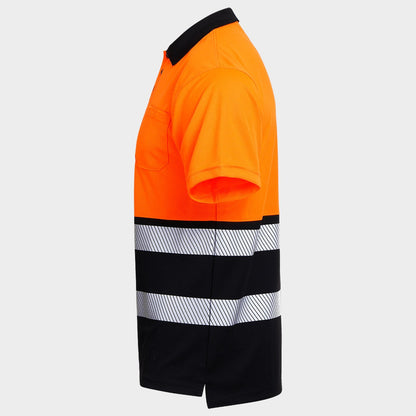 Polo tricou reflectorizant STENSO PRISMA HV PORTOCALIU/NEGRU