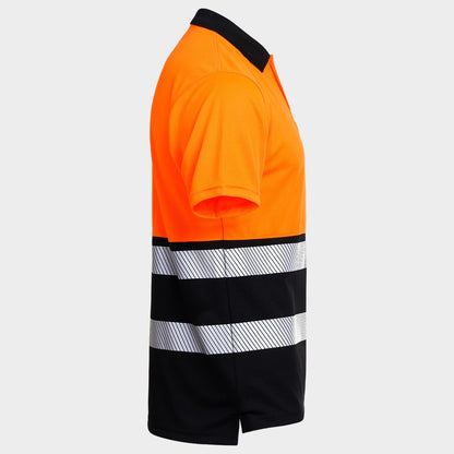 Polo tricou reflectorizant STENSO PRISMA HV PORTOCALIU/NEGRU