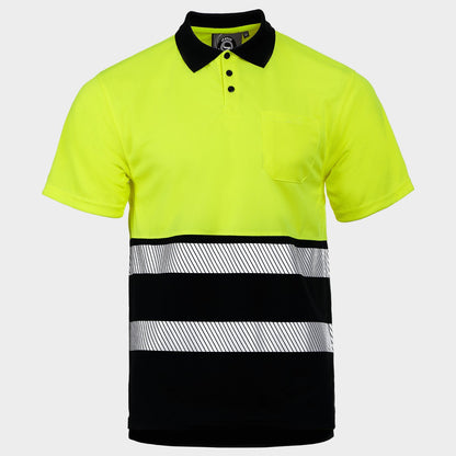 Polo tricou reflectorizant STENSO PRISMA HV GALBEN/NEGRU