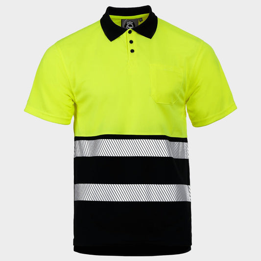 Polo tricou reflectorizant STENSO PRISMA HV GALBEN/NEGRU