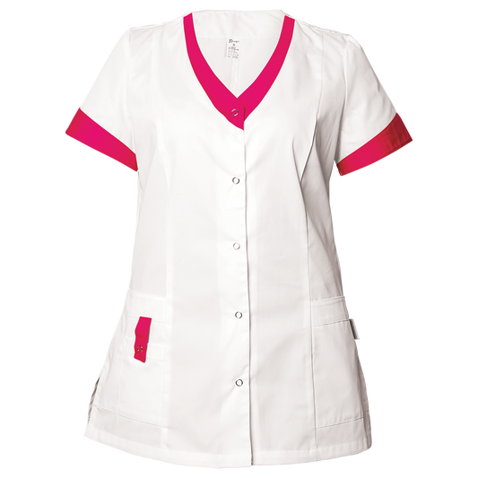 Tunică medicală pentru femei BEUNIQUE ALEGRA ALB/ROZ ÎNCHIS