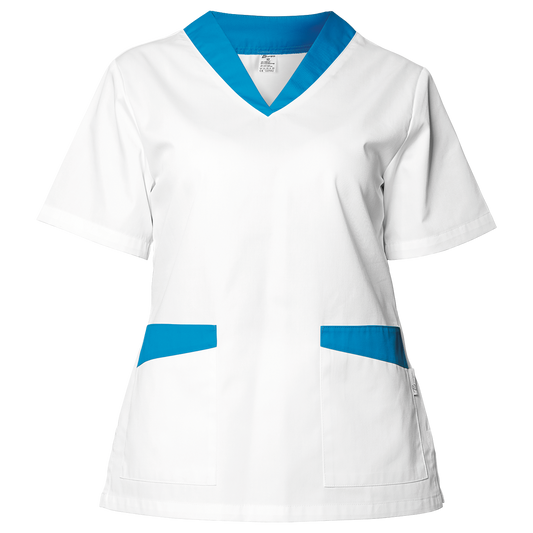 Tunică medicală pentru femei BEUNIQUE FABIANA ALB/ALBASTRU