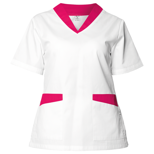 Tunică medicală pentru femei BEUNIQUE FABIANA ALB/ROZ ÎNCHIS