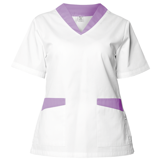 Tunică medicală pentru femei BEUNIQUE FABIANA ALB/VIOLET