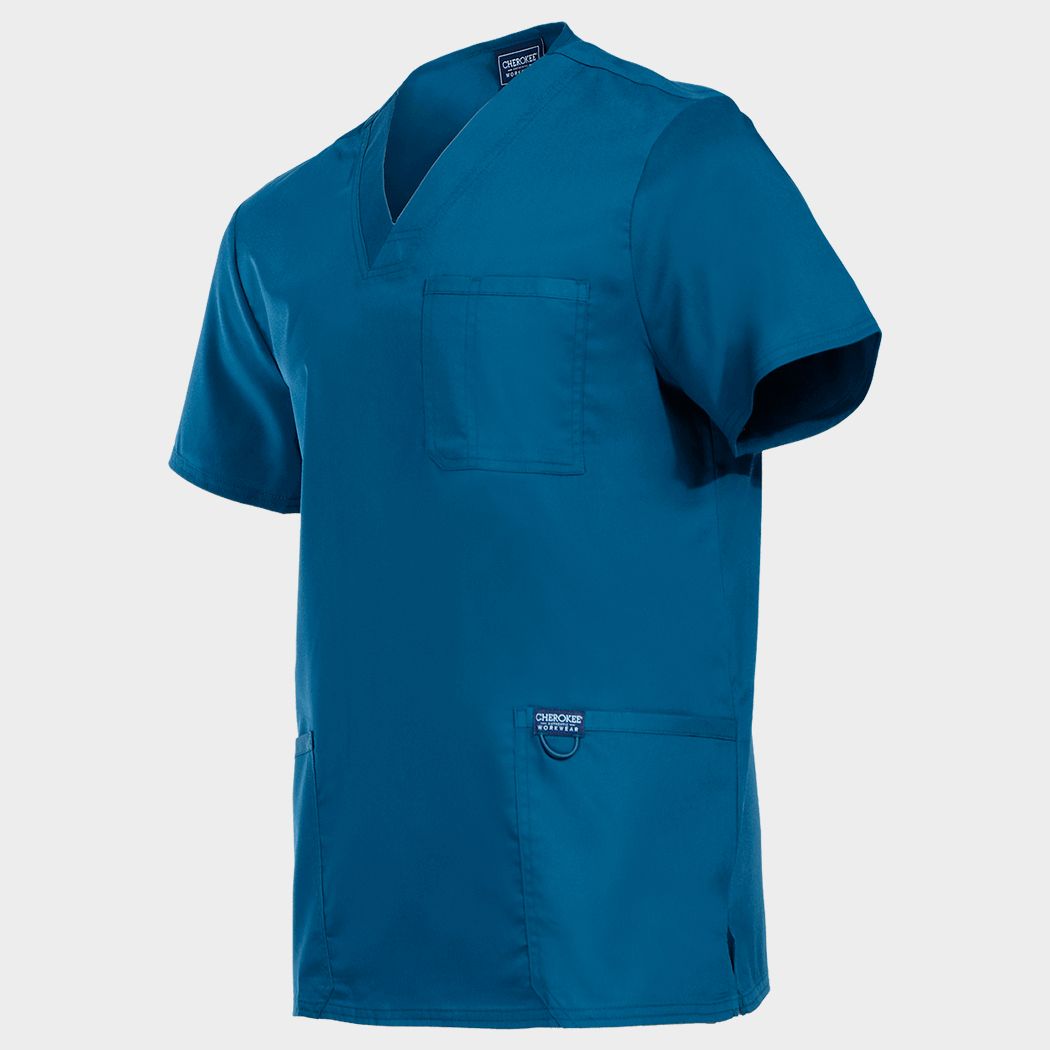 Tunică medicală de bărbat CHEROKEE V-NECK CARIBBEAN BLUE WWE670