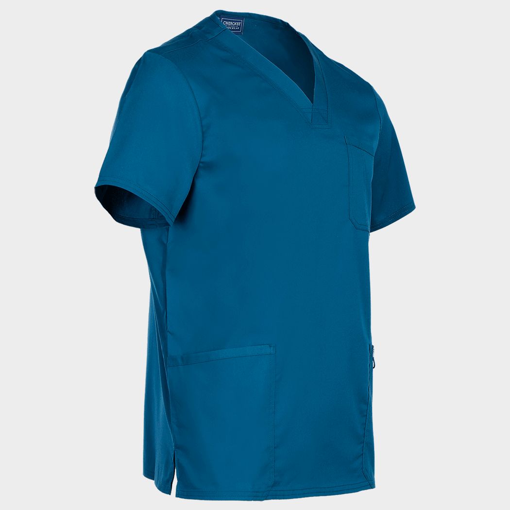 Tunică medicală de bărbat CHEROKEE V-NECK CARIBBEAN BLUE WWE670