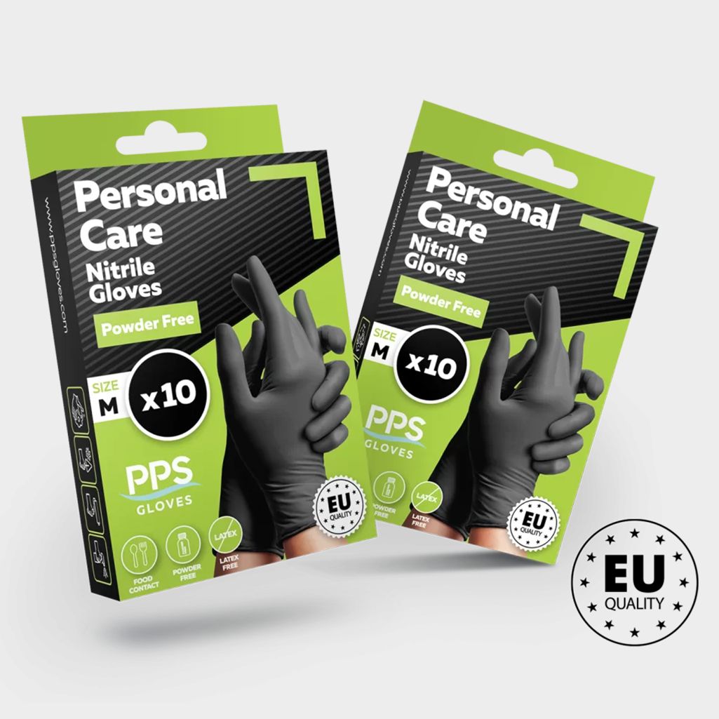 Mănuși din nitril fără pudră STENSO PPS PERSONAL CARE PF BLACK