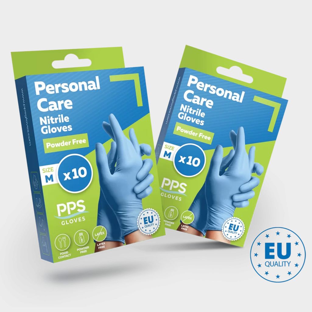 Mănuși din nitril fără pudră STENSO PPS PERSONAL CARE PF BLUE