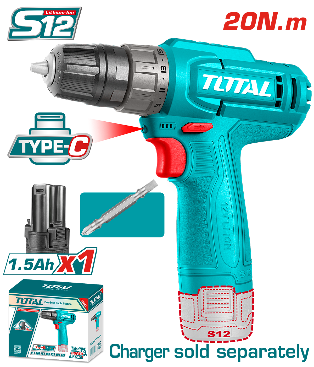 TOTAL - MASINA DE GAURIT CU ACUMULATOR 12V-1.5AH/LED LI-ION
