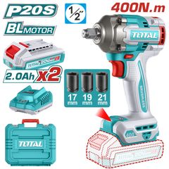 TOTAL - MASINA DE INSURUBAT CU IMPACT CU ACUMULATOR 20V-2.0AH LI-ION (INCLUDE 2 ACUMULATORI,1 INCARC