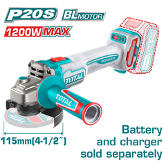TOTAL - POLIZOR UNGHIULAR - 115MM - 20V - MOTOR FARA PERII (NU INCLUDE ACUMULATOR)