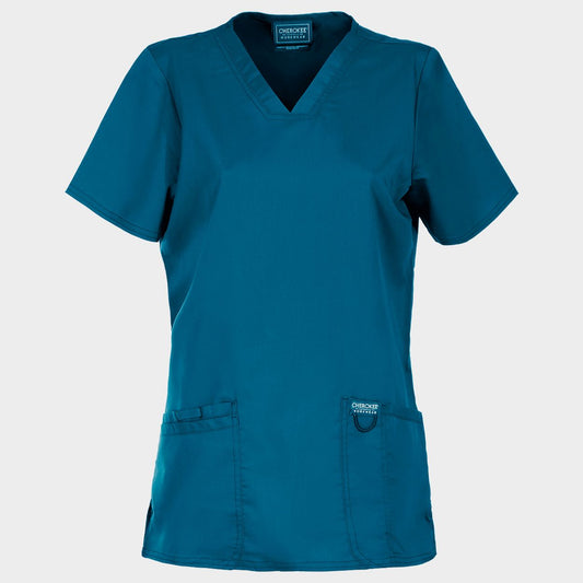 Tunică medicală de damă CHEROKEE V-NECK CARIBBEAN BLUE WWE620