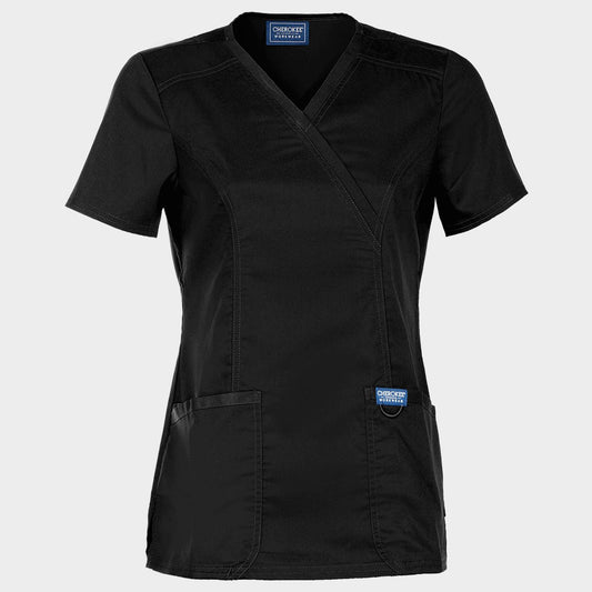 Tunică medicală de damă CHEROKEE WRAP NEGRU WWE610