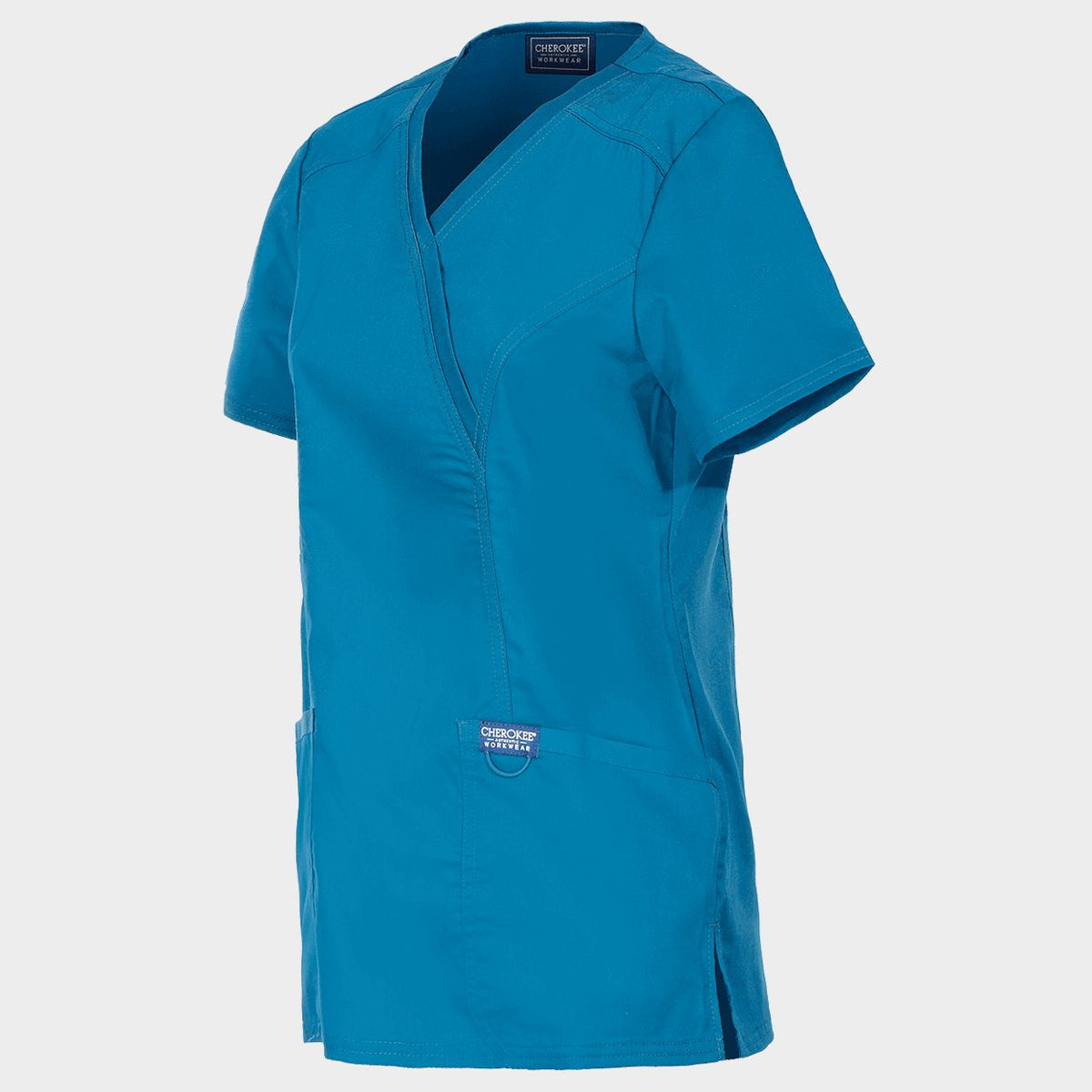 Tunică medicală de damă CHEROKEE WRAP CARIBBEAN BLUE WWE610