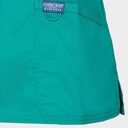 Tunică medicală de damă CHEROKEE WRAP DESCHIS CARIBBEAN BLUE WWE610