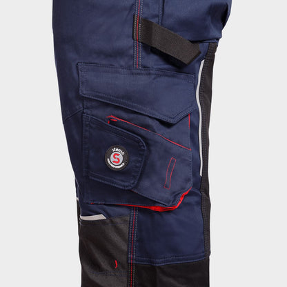 Salopetă de lucru STENSO REVOLT 4STRETCH DARK BLUE/BLACK/RED