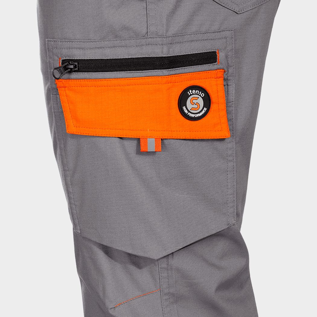 Pantaloni de lucru STENSO PRISMA LIGHT STRETCH GRI/PORTOCALIU