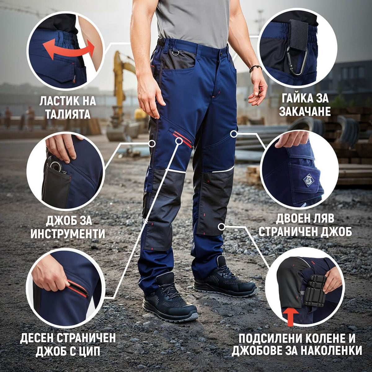 Pantaloni de lucru STENSO REVOLT 4STRETCH ALBASTRU MARIN/NEGRU